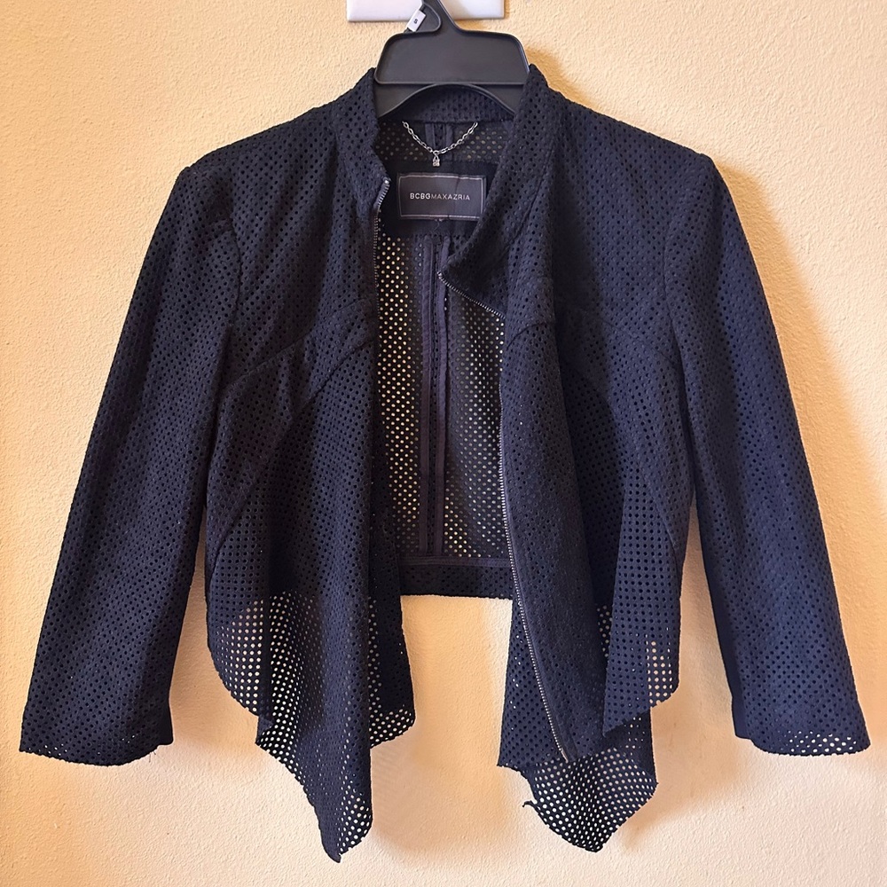 BCBGMaxAzria Black Perforated cropped Blazer